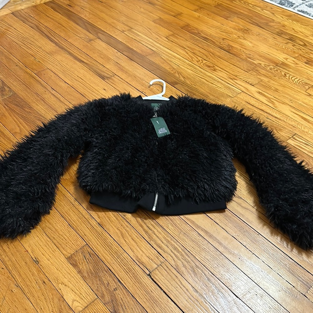 Wild fable faux fur black women’s jacket NWT